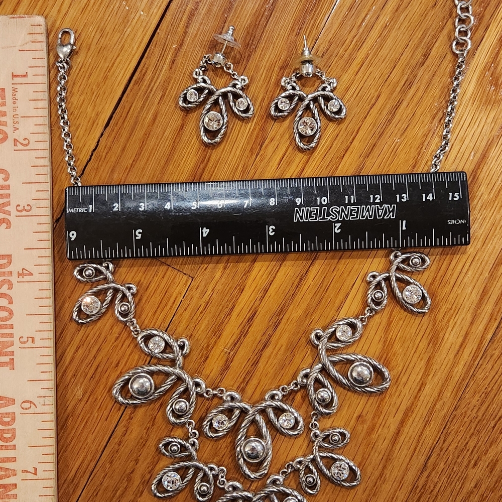 Brighton Mckinney Silver Necklace and Earring Set with Crystal Details - Picture 2 of 6